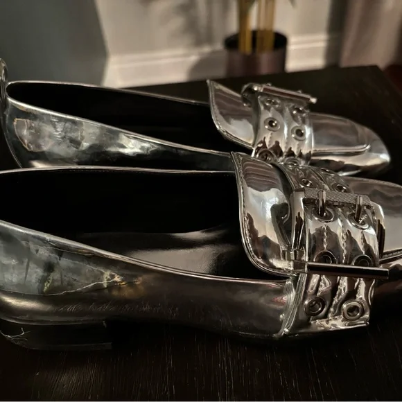 Silver Metallic Loafers with Buckle Detail by Mix No. 6 - Picture 8 of 8